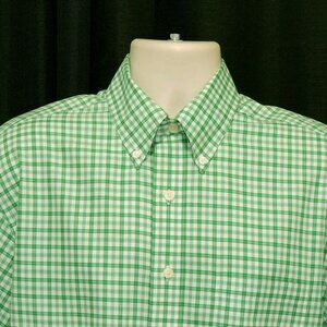 Brooks Brothers Non Iron Supima Cotton Plaid Men's Long Sleeves Shirt Sz M Mint